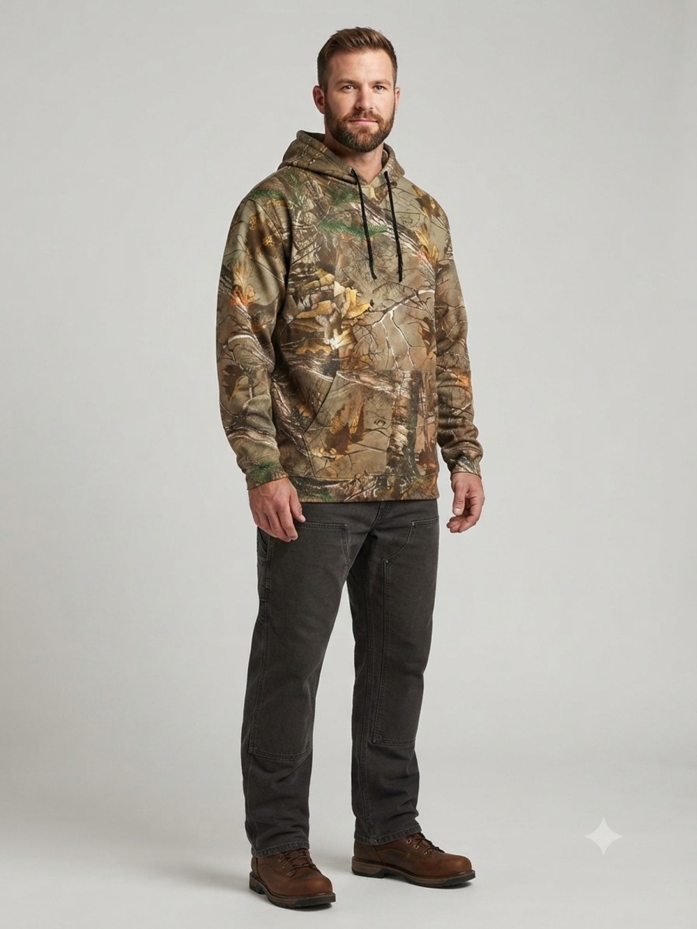 Realtree Camo Hoodie with Bright Orange Logo Size XL